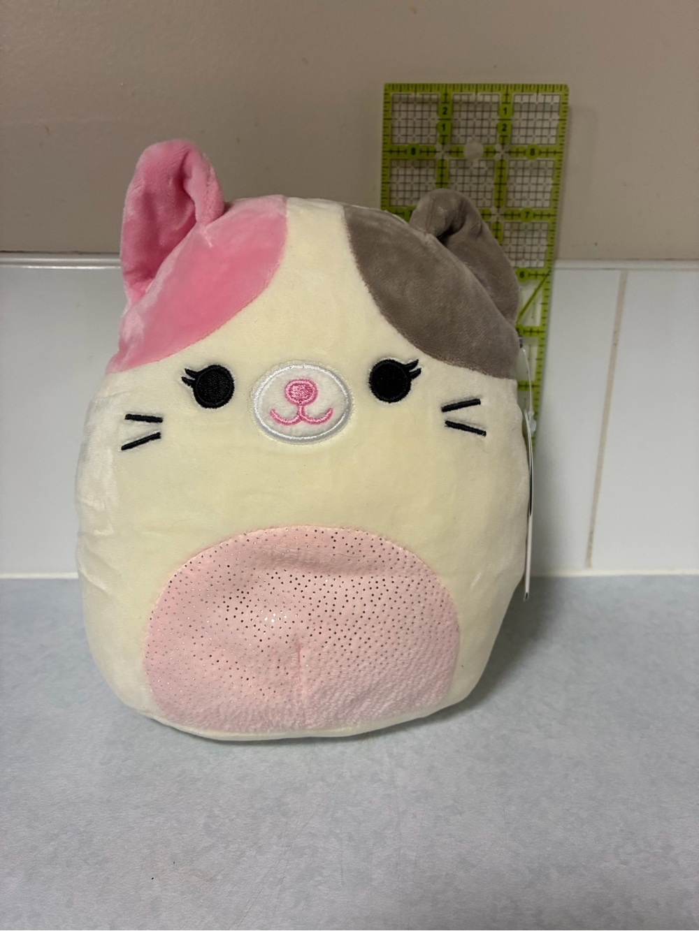 Squishmallow Cat Karina in Cream, Pink & Gray 7”